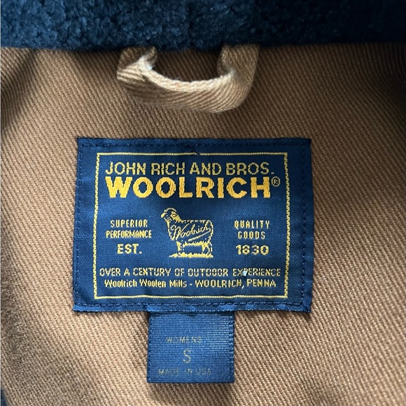 Vintage Woolrich Women Striped Blue Black Fleece Blazer Coat Jacket Size Small - Picture 2 of 11